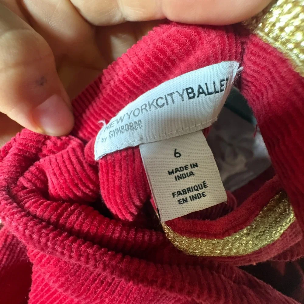 Gymboree NYC Ballet Red Corduroy Nutcracker Dress Gold Trim Girls Size 6